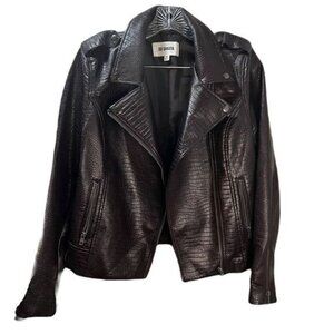BB DAKOTA Women's Embossed Leather‎ Moto Jacket Medium